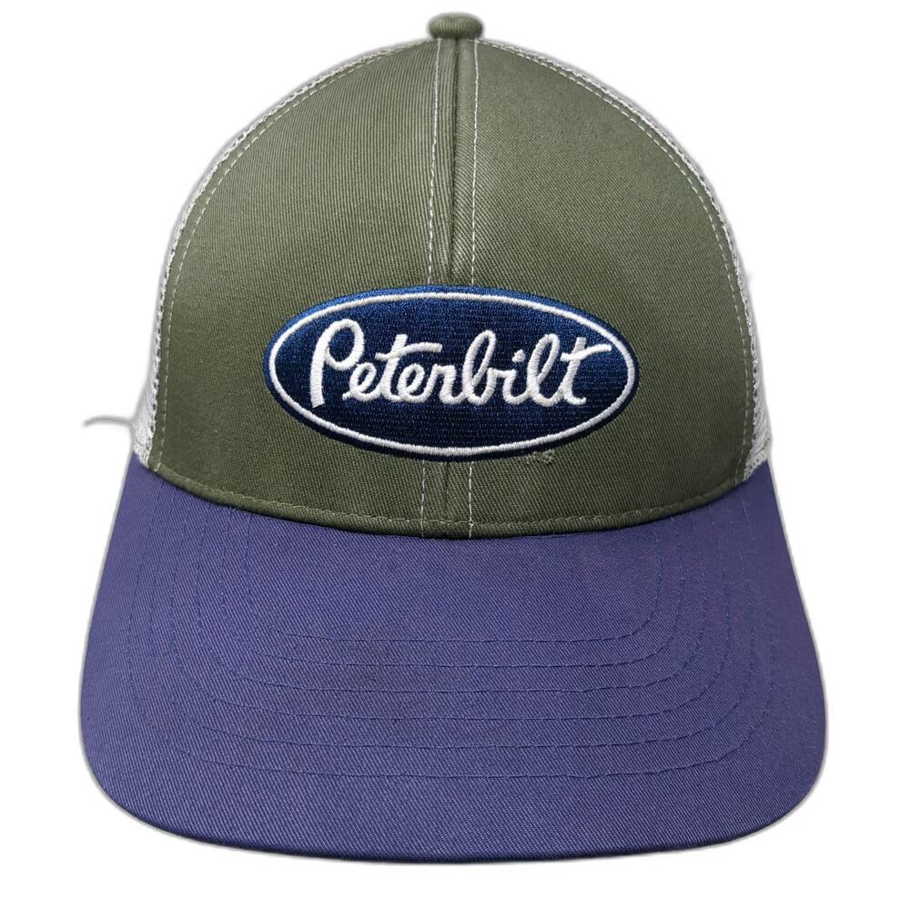 Peterbilt Baseball Cap Green Blue White One Size Mesh Snapback Hat Logo Patch